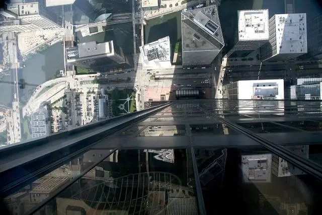 View down from the Sears-Willis Tower Skydeck