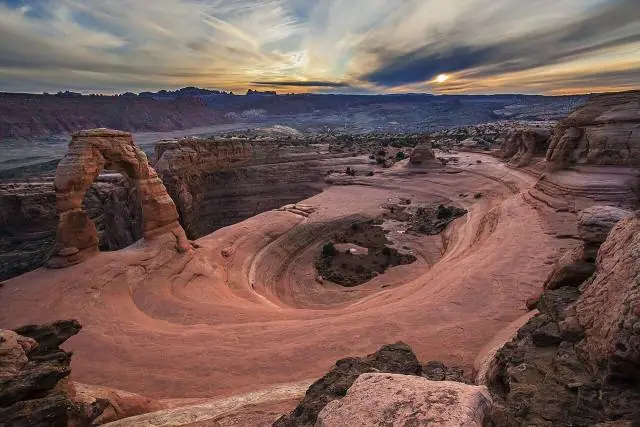 Cloudy Sunset at Delicate Arch